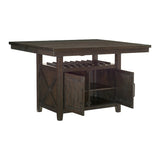 Dark wood kitchen island with storage cabinets on a white background