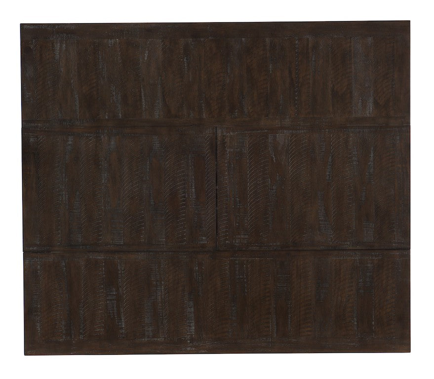 Dark brown wooden panel with a textured finish