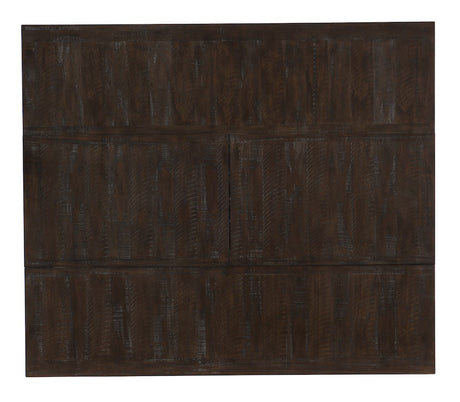 Dark brown wooden panel with a textured finish