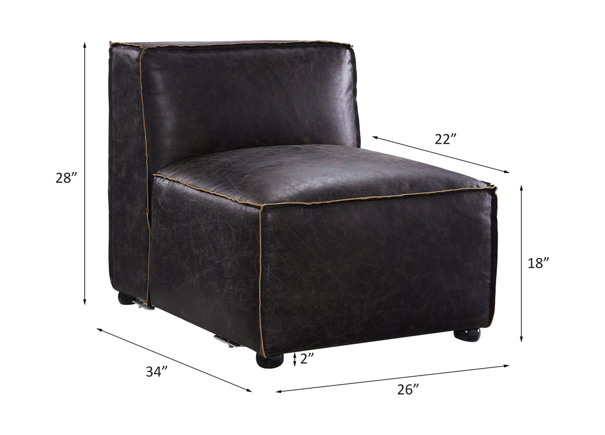 Birdie Modular - Armless Chair 56585 Antique Slate Top Grain Leather | Acme | Home Elegance USA