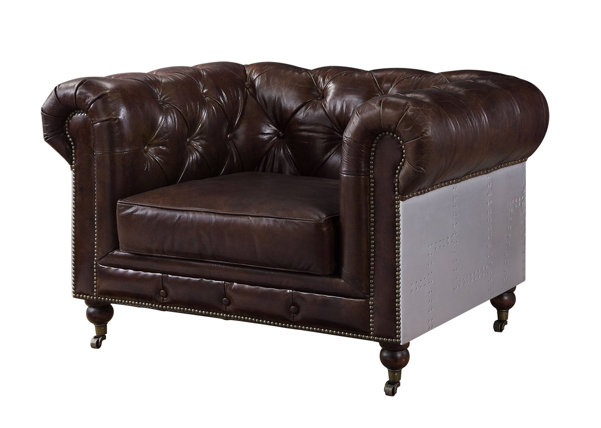 Aberdeen Chair 56592 Vintage Brown Top Grain Leather | Acme - 56592 - Home Elegance USA - 1