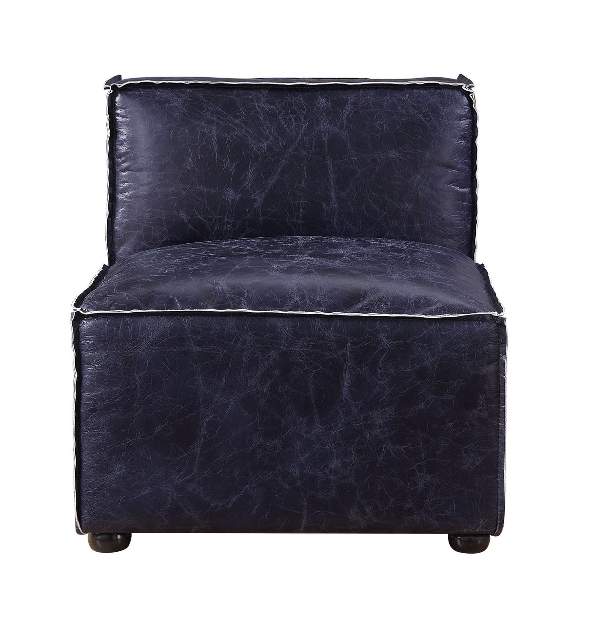 Birdie Modular - Armless Chair 56595 Vintage Blue Top Grain Leather | Acme | Home Elegance USA