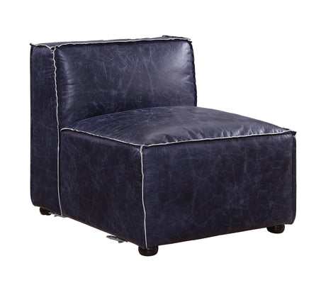 Acme - Birdie Modular - Armless Chair 56595 Vintage Blue Top Grain Leather