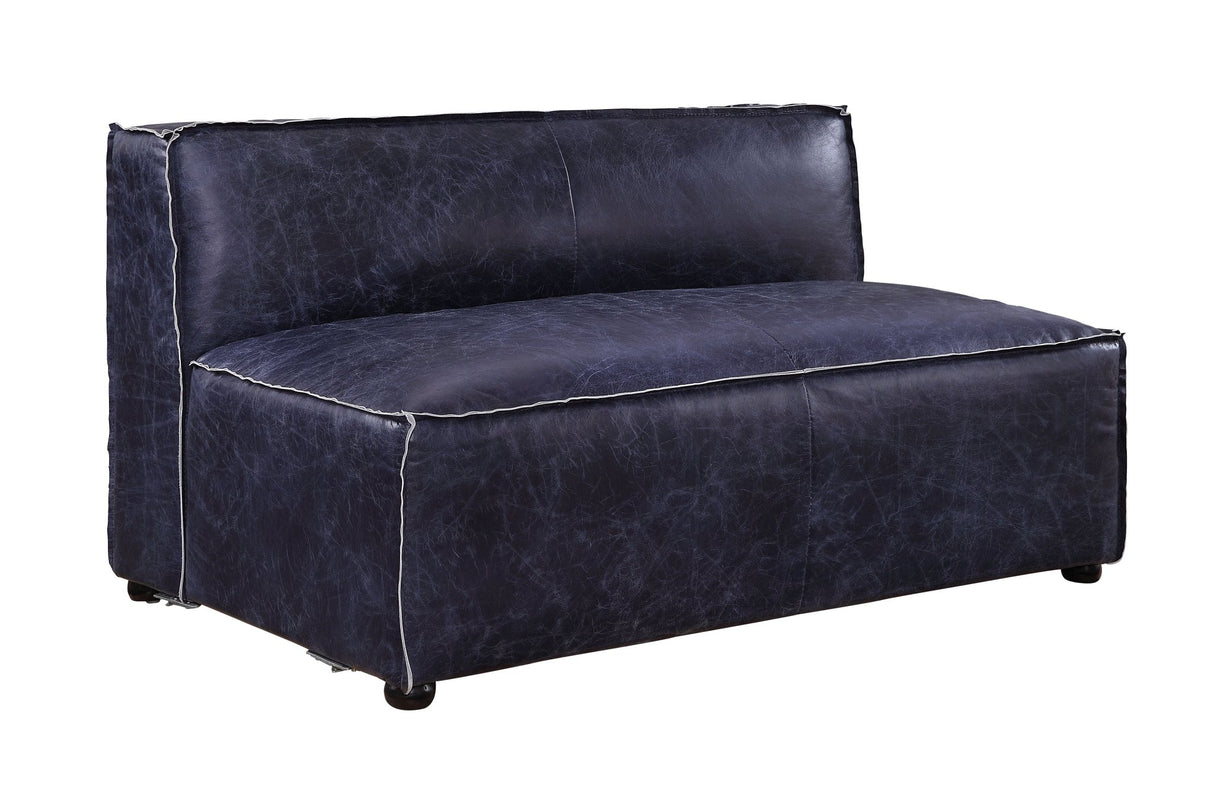 Birdie Modular - Armless Loveseat 56596 Vintage Blue Top Grain Leather | Acme | Home Elegance USA