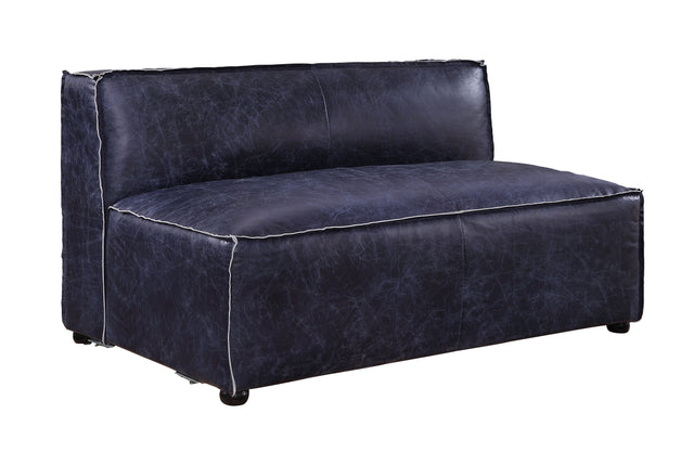 Acme - Birdie Modular - Armless Loveseat 56596 Vintage Blue Top Grain Leather