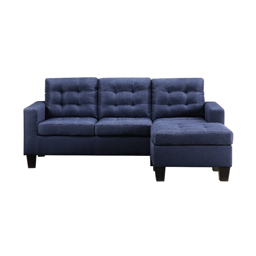 Acme - Earsom Reversible Sofa & Ottoman 56650 Blue Linen