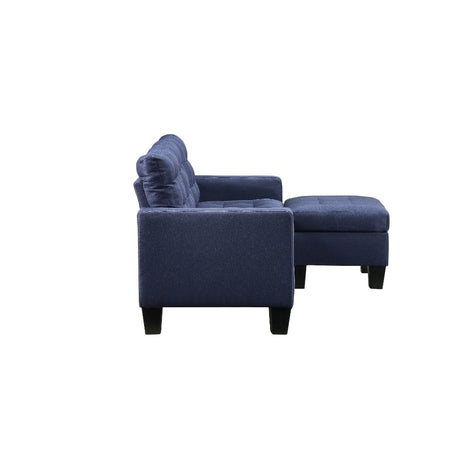 Acme - Earsom Reversible Sofa & Ottoman 56650 Blue Linen