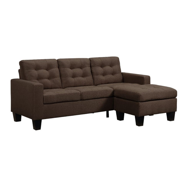 Acme - Earsom Reversible Sofa & Ottoman 56655 Brown Linen