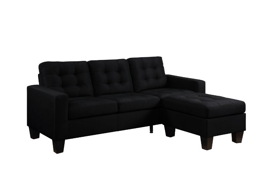 Acme - Earsom Reversible Sofa & Ottoman 56660 Black Linen