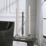 Makira Cylindrical Sculptures (Set of 3) - Silver / White by Uttermost - View 2
