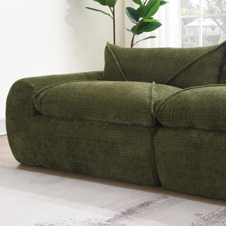 116'' Fully Compressed Sofa with High Density Foam, Integrated Backrest&Seat Cushion, Decorative Edging, Legless Design without Frame, No Assembly Required, Free Combination, Particle Chenille - sold by Home Elegance USA