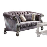 Acme - Versailles Loveseat W/5 Pillows 56826 Velvet & Antique Platinum