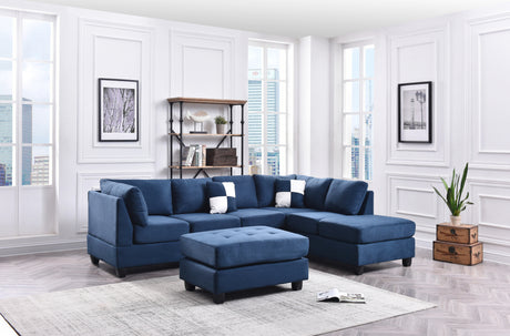 Malone G630B-SC Sectional (Without Ottoman) , NAVY BLUE - sold by Home Elegance USA