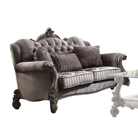 Acme - Versailles Loveseat W/3 Pillows 56841 Velvet & Antique Platinum