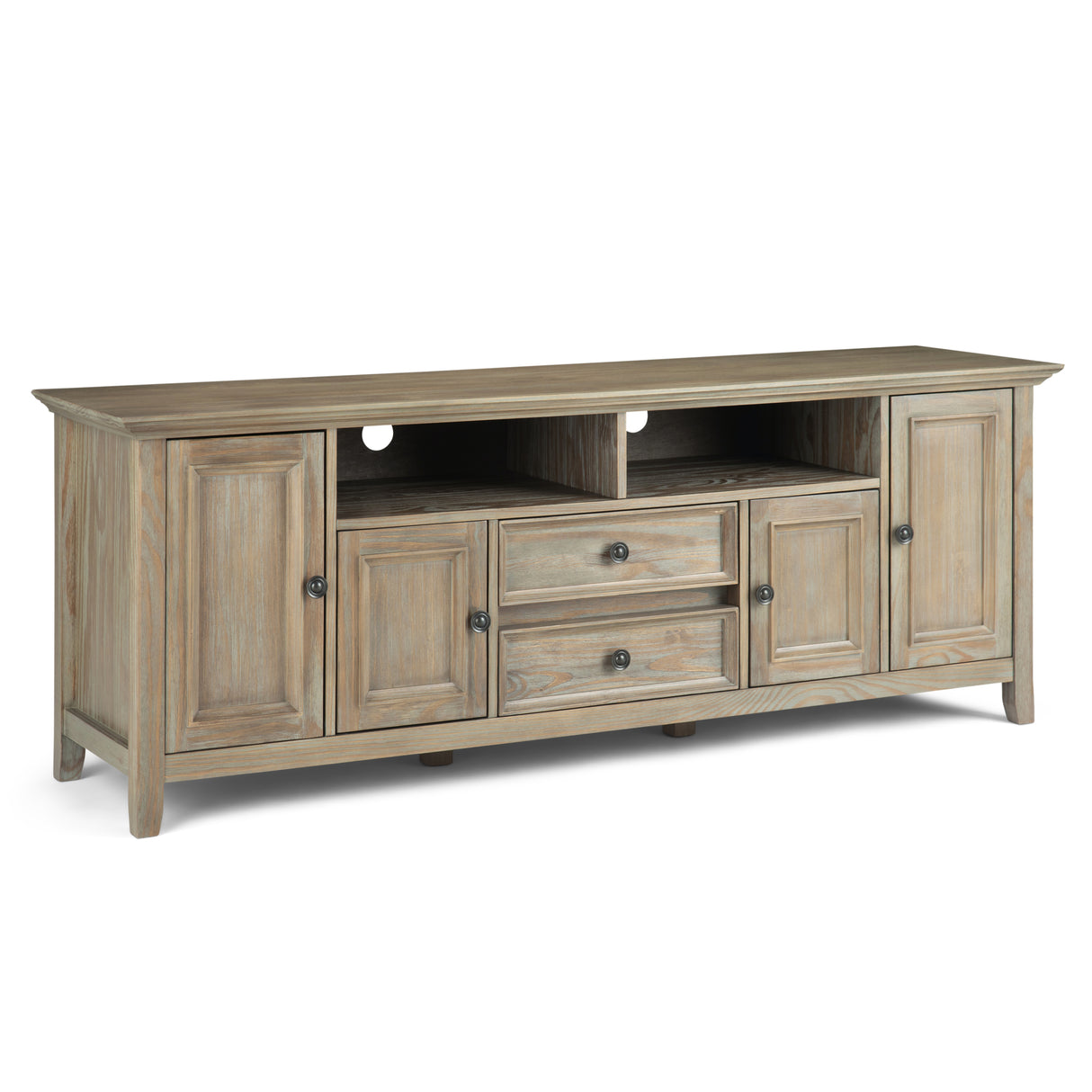 Amherst 72 inch Wide Solid Wood TV Stand in Distressed Grey For TVs up to 80 inches