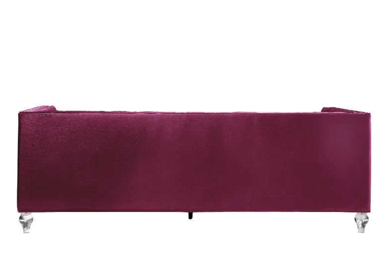 Acme - Heibero Sofa W/2 Pillows (Same Lv01400) 56895 Burgundy Velvet