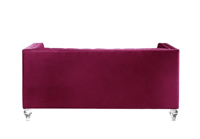 Acme - Heibero Loveseat W/2 Pillows (Same Lv01401) 56896 Burgundy Velvet