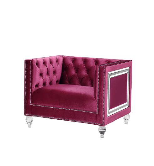 Acme - Heibero Chair (Same Lv01402) 56897 Burgundy Velvet