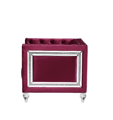 Acme - Heibero Chair (Same Lv01402) 56897 Burgundy Velvet