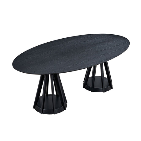 (1 Table+6 Chairs) 78.74 Inch Modern Dining Table Set of 7 pcs,Wooden Table and Chairs for Living Room,Large Kitchen Set Oval Table for Restaurant,Black - sold by Home Elegance USA
