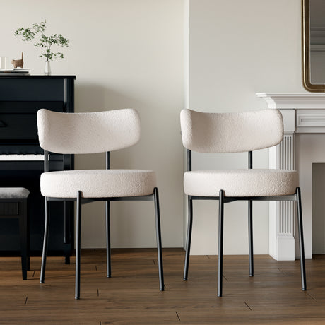 Modern Extendable Dining Table Set with Curved Backrest Upholstered Chairs for 6-8 Persons in Black and White MDF and Metal - sold by Home Elegance USA