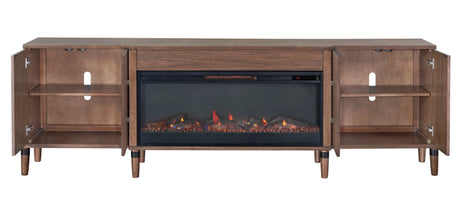 Tranquility 94 inch Fireplace TV Stand, for TVs up to 100 inches, Minimal Assembly, Walnut Finish - sold by Home Elegance USA