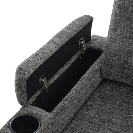 Versatile U-Shaped Sectional Sofa Bed with Storage, Cup Holders, Charging Ports in Grey Chenille - sold by Home Elegance USA