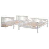 Stairway Full-Over-Full Bunk Bed with Drawer, Storage and Guard Rail for Bedroom, White - sold by Home Elegance USA