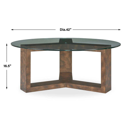 Ignis Round Glass Coffee Table Brown / Woodtone - Dark Brown by Uttermost - View 6