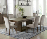 Contemporary Design Brown Finish Dining Set 7pc Extendable Table and 6 Side Chairs Upholstered Wooden Furniture