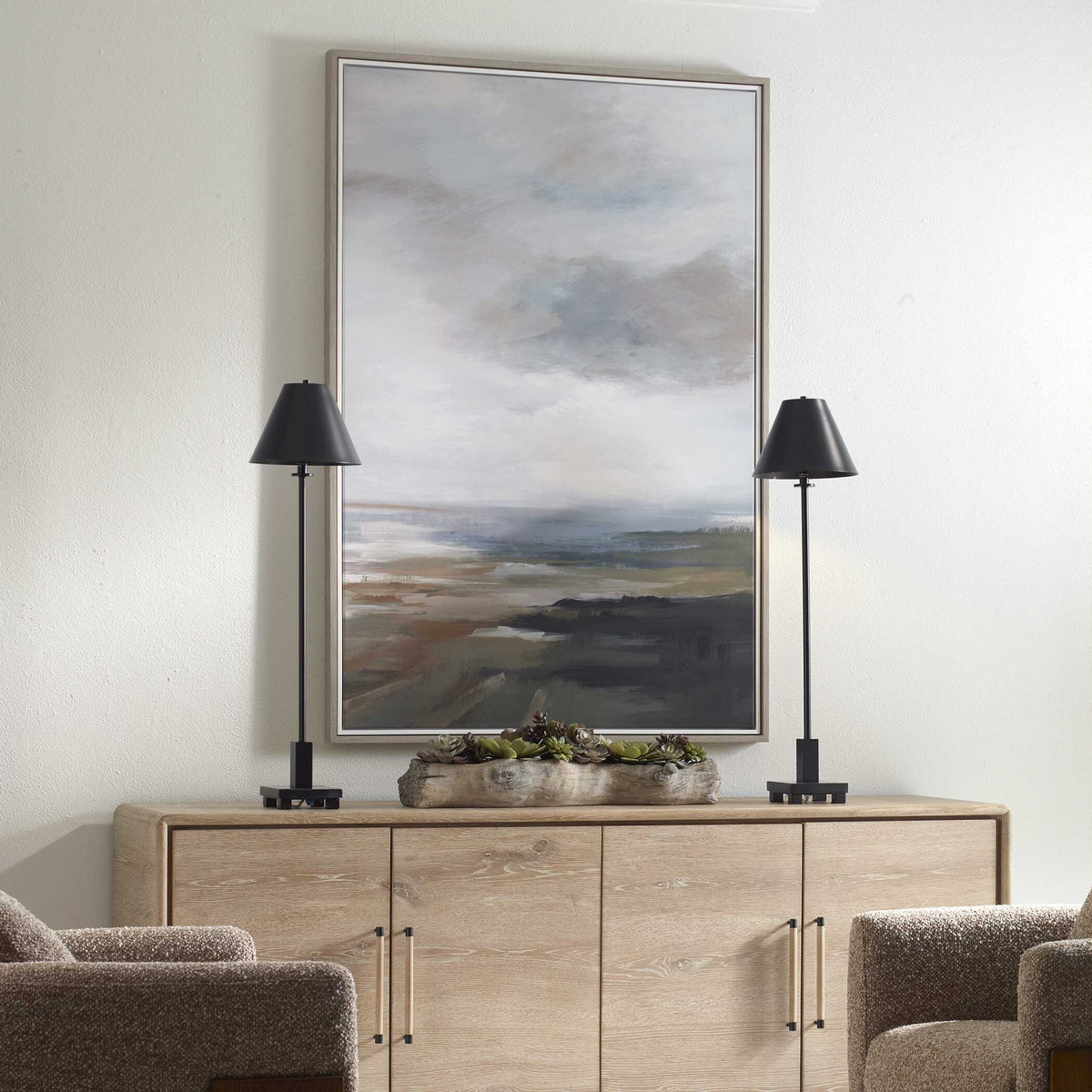 Lowlands Framed Landscape Print Black / Blue / Brown / Orange / White / Yellow - Blue / Dark Brown by Uttermost - View 3