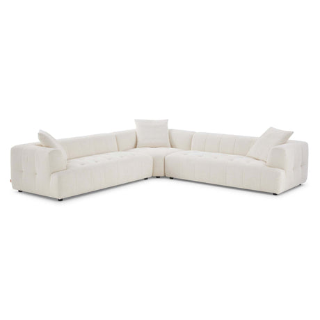 Kaynes Ivory Boucle Corner Sofa with Durable Upholstery and Solid Wood Legs - sold by Home Elegance USA