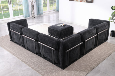 120' length , Fashionable modular sofa with iron and wood frame chenille sofa, black ,uitable for living room - sold by Home Elegance USA