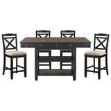 Baywater 7 Piece Counter Height Table Set In Natural And Black 5705Bk-36-7Set | Homelegance - Home Elegance USA