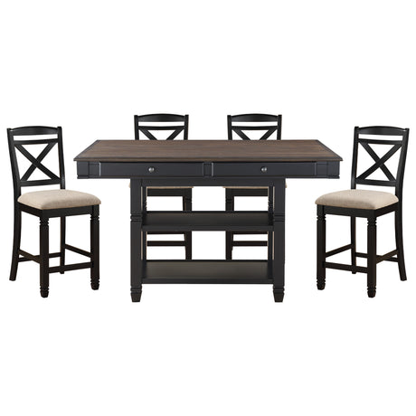 7 Piece Counter Height Table Set In Natural And Black | Homelegance - sold by Home Elegance USA