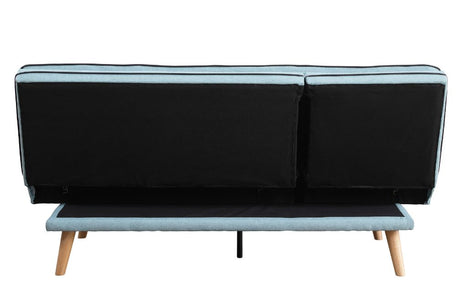 Acme - Savilla Adjustable Sofa 57162 Blue Linen & Oak Finish