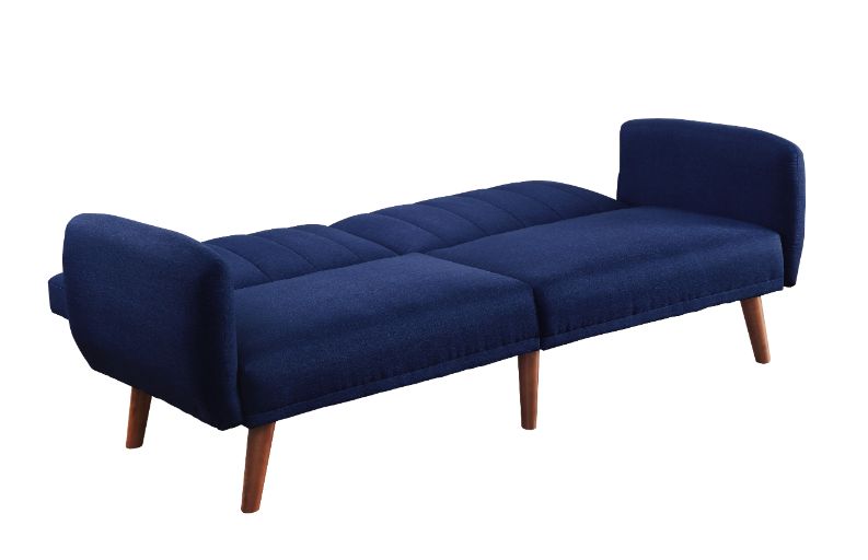 Acme - Bernstein Adjustable Sofa 57190 Blue Linen & Walnut Finish