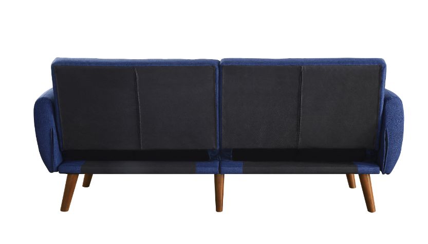 Bernstein Adjustable Sofa 57190 Blue Linen & Walnut Finish | Acme | Home Elegance USA