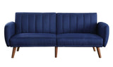 Bernstein Adjustable Sofa 57190 Blue Linen & Walnut Finish | Acme | Home Elegance USA