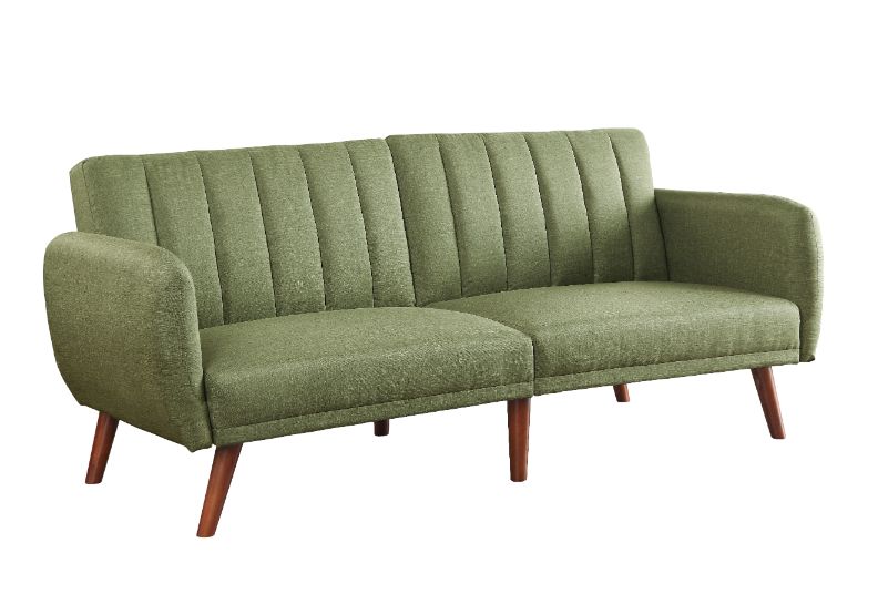 Bernstein Adjustable Sofa 57194 Green Linen & Walnut Finish | Acme | Home Elegance USA