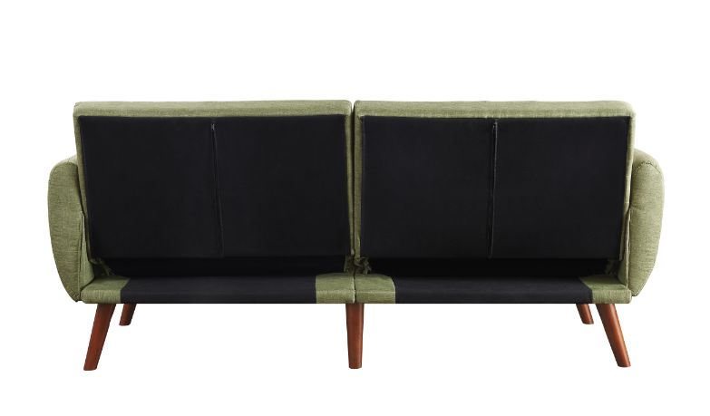 Bernstein Adjustable Sofa 57194 Green Linen & Walnut Finish | Acme | Home Elegance USA