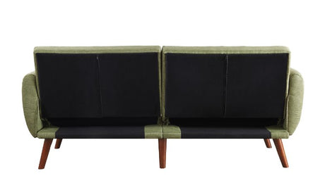 Acme - Bernstein Adjustable Sofa 57194 Green Linen & Walnut Finish