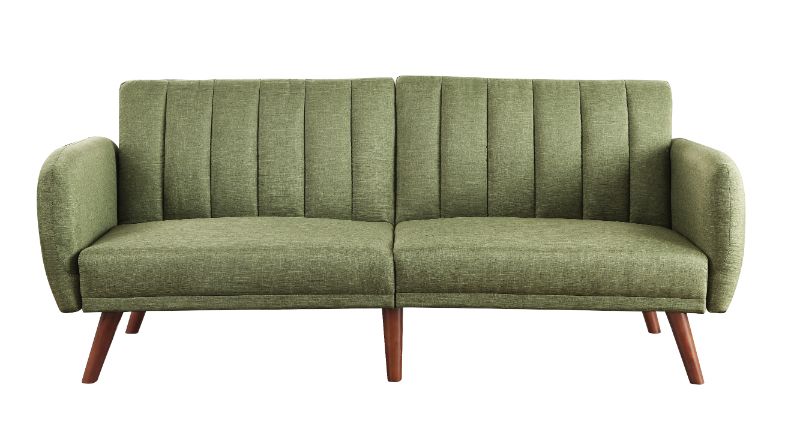 Acme - Bernstein Adjustable Sofa 57194 Green Linen & Walnut Finish