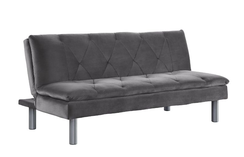 Acme - Cilliers Adjustable Sofa 57195 Gray Velvet & Chrome Finish