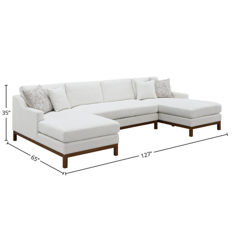 Valiant Ivory Chenille Sectional Sofa W/4 Pillows - sold by Home Elegance USA