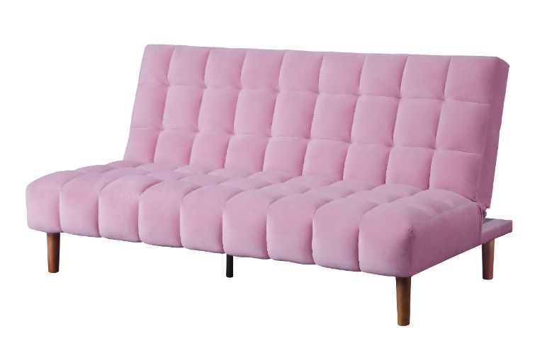 Acme - Yolandi Adjustable Sofa 57200 Pink Velvet & Dark Walnut Finish