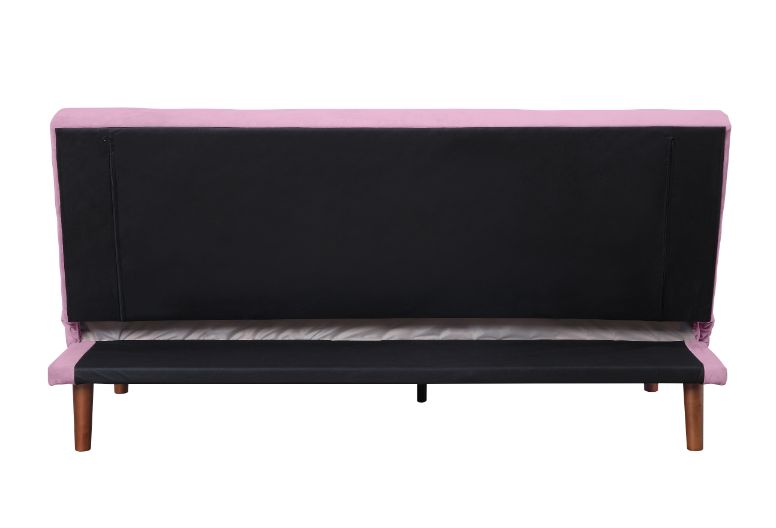 Acme - Yolandi Adjustable Sofa 57200 Pink Velvet & Dark Walnut Finish