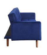 Acme - Tanitha Adjustable Sofa 57205 Blue Velvet & Natural Finish