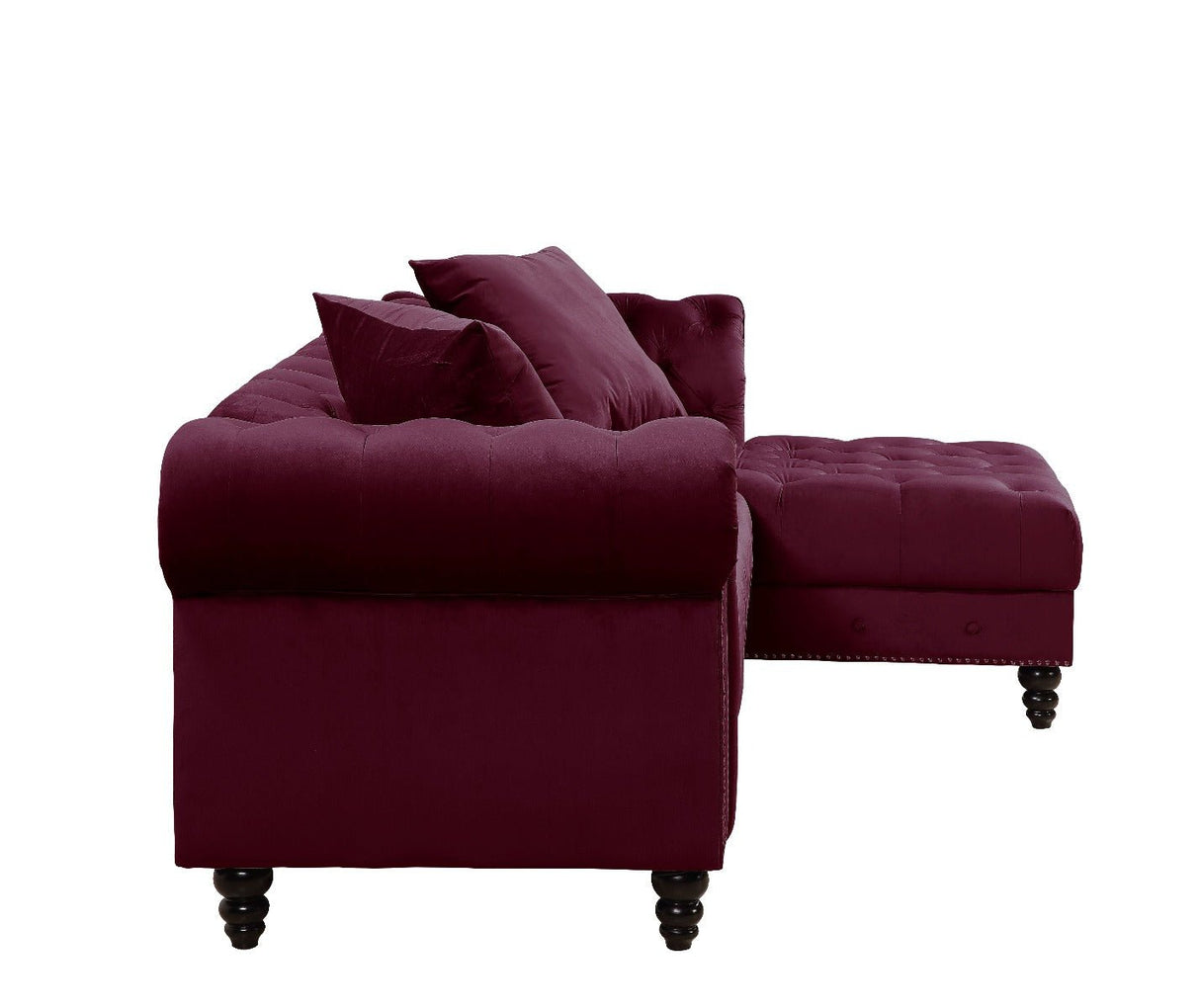 Adnelis Sectional Sofa W/2 Pillows 57315 Red Velvet | Acme - 57315 - Home Elegance USA - 4