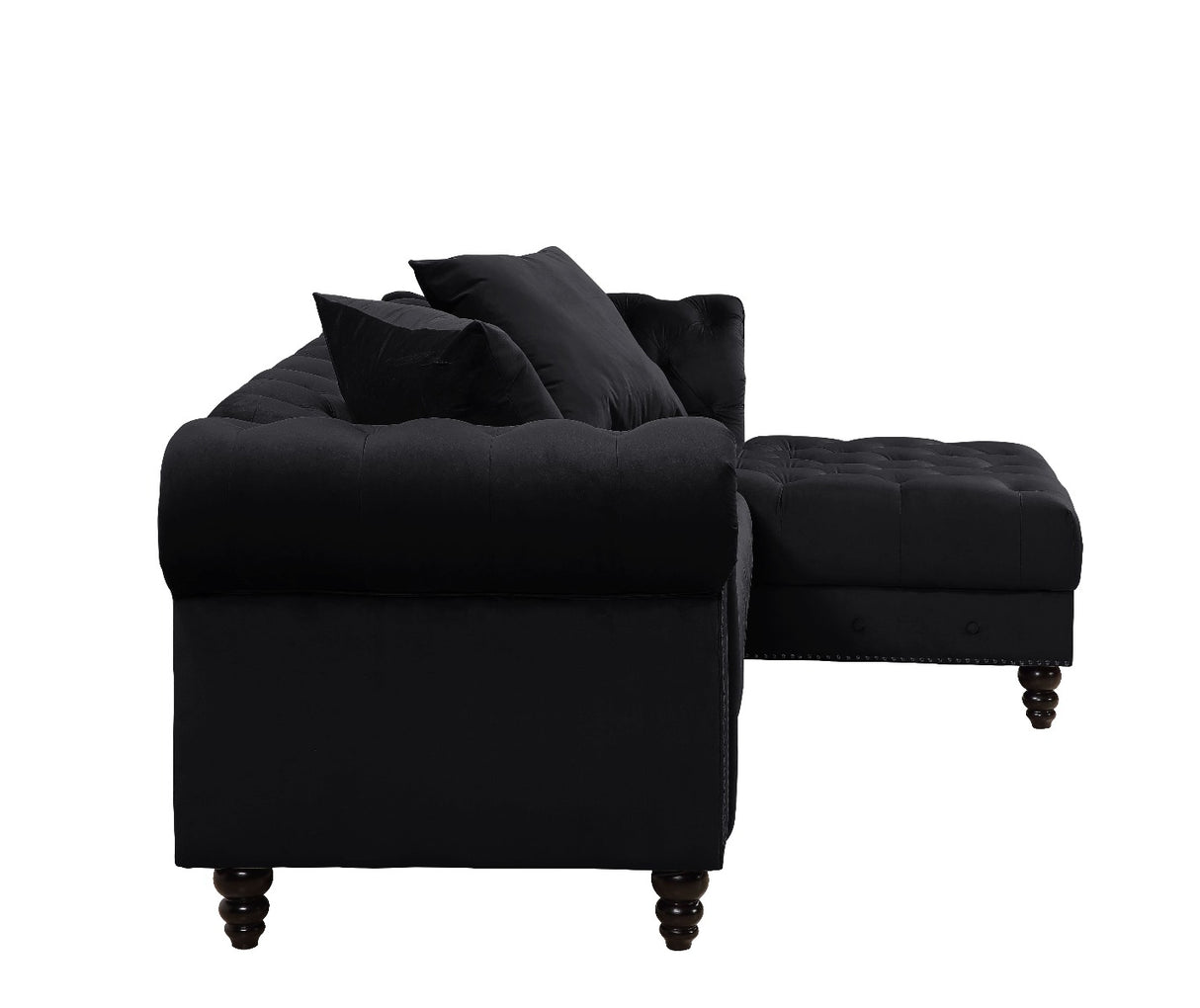 Acme - Adnelis Sectional Sofa W/2 Pillows 57320 Black Velvet